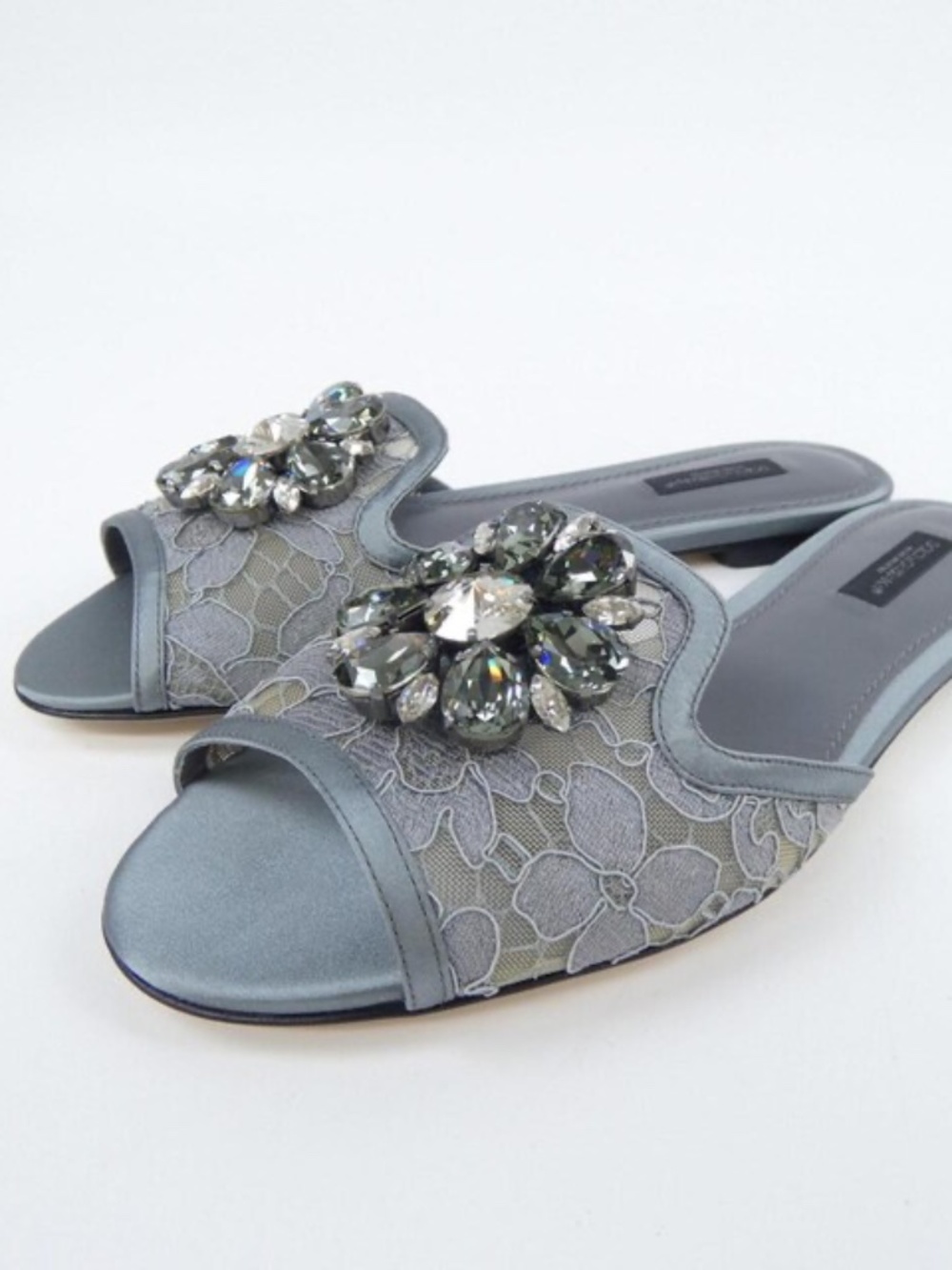 Dolce & Gabbana Lace and Crystal Slides